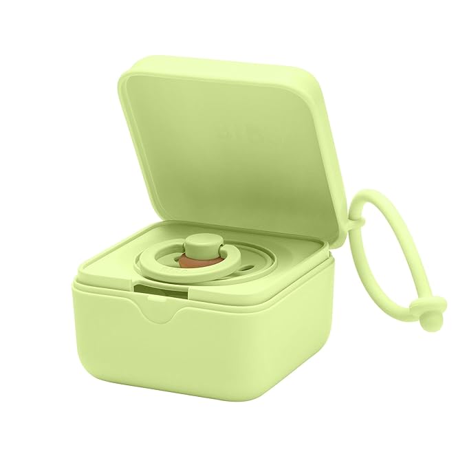 BIBS Pacifier Box with Strap. Pacifier Holder and Steriliser case. 100% BPA Free Food-Grade Material - Matcha