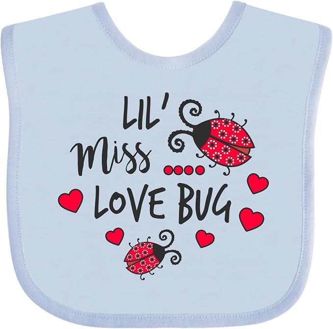 inktastic Lil Miss Love Bug with Lady Bug and Hearts Baby Bib