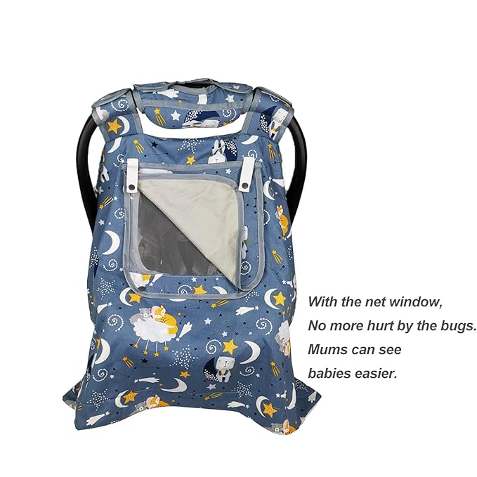 Car Seat Covers for Babies & Newborn Nursing Cover, Multi in 1 Cozy Baby car seat Covers-carseat Canopy, All Seasons Winter Suitable, smart Opening, Sturdy Fasten Loop, Neutral, Cotton & White Minky;