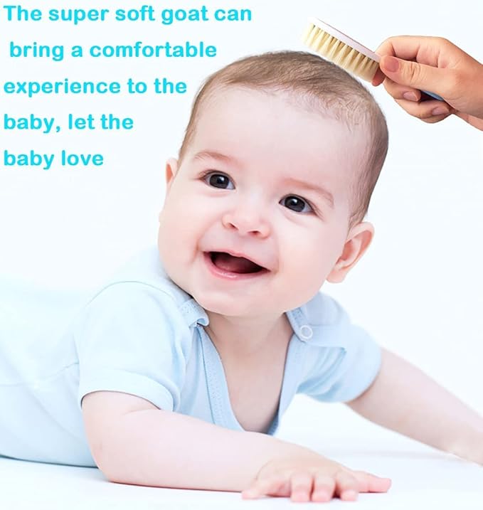 Baby Hair Brush and Comb Set, Baby Brush with Soft Natural Bristles