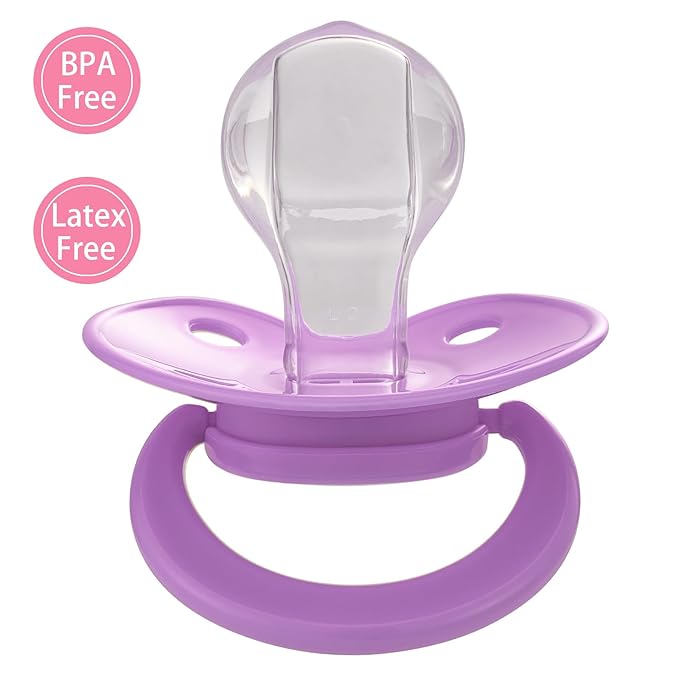 Adult Sized Pacifier Bigshield : Replacement Silicone Paci Big Teat for Anxiety Release - Orthodontic Binky Taken Apart and Re-Assembled Purple