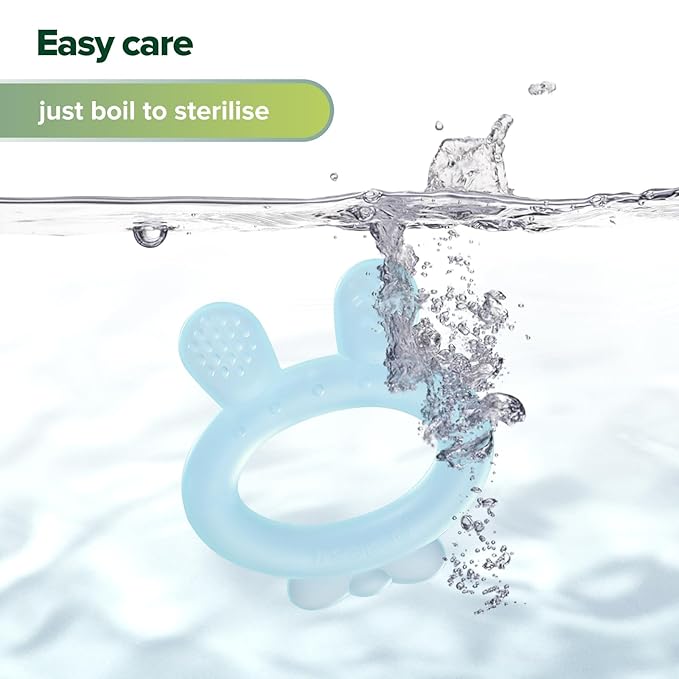 Haakaa Silicone Baby Teether - Rabbit Ear Frozen Teething Toy for Babies 3-6 Months- Cold Teething Relief - BPA Free Silicone -Blue