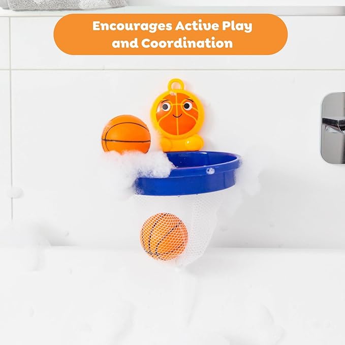 Tiger Tribe Bath Ball Dunk Time - Interactive Toddler Bath Toy with Floating Basketballs & Suction Backboard for Enhancing Motor Skills in Kids 3-7 Years