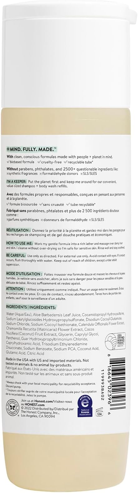 The Honest Company Fragrance Free Bundle for Sensitive Skin | 2-in-1 Cleansing Shampoo + Body Wash and Silicone Free Conditioner | Naturally Derived, Tear free, Hypoallergenic | 20 fl oz