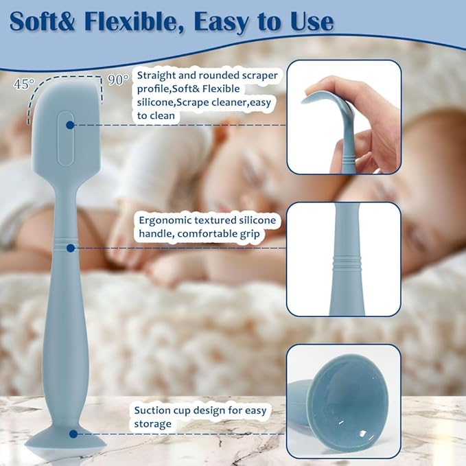 Baby Diaper Cream Spatula,2 Pack Silicone Diaper Cream Applicator Baby Butt Paste Spatula Diaper Cream Brush for Newborn Baby, 1 x Large Size,1 x Small Size (Blue)
