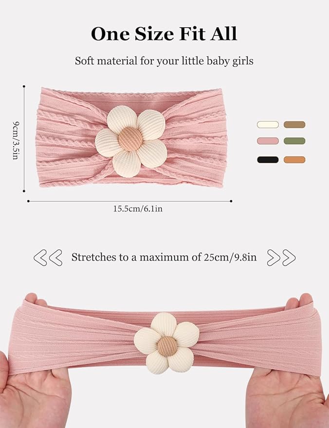 Stretchy Baby Girl Headbands Bows, Infant Headband Bows for Baby Bonnet Newborn Head Wraps Toddler Unisex (03H-16)
