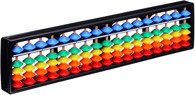 Alipis Arithmetic Abacus Math Counting Toy 17 Digits Rods with Colorful Beads, Chinese Abacus Mathematics Learning Aid Tool