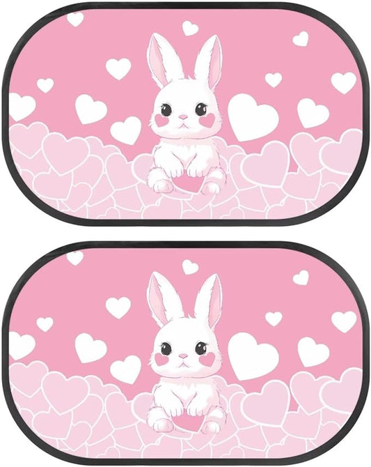 Bulopur Cute Bunny Car Shades Back Windows Baby 2 Pack Easy to Install Car Sun Shade Side Window UV Protection Breathable for Most Vehicle, SUV, Truck