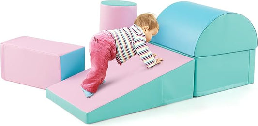 Costzon 5 Pieces Climbing Toys for Toddlers, Soft Foam Block Play Structures Infants Climbers for Child Development, Waterproof Kids Climbing Toys Indoor for Preschool Baby