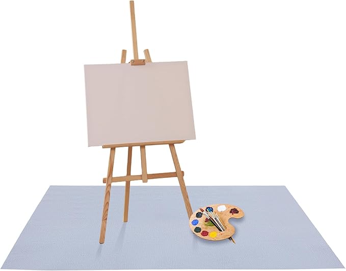 Drydiet 55x55 Inch Extra Large Craft & Painting Floor Mat - Waterproof Non-Slip PVC Art Rug, Floor Protector for Easel Painting Pottery Messy Projects, Washable Roll-up Spill Mat(Gray, Plain)