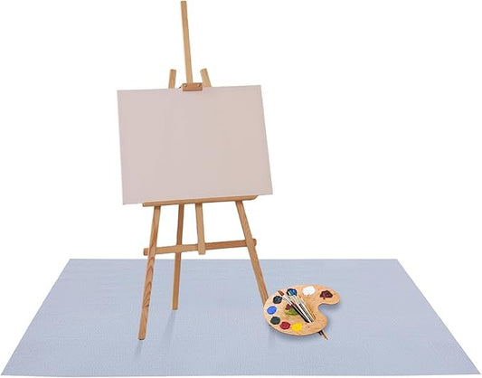 Drydiet 55x55 Inch Extra Large Craft & Painting Floor Mat - Waterproof Non-Slip PVC Art Rug, Floor Protector for Easel Painting Pottery Messy Projects, Washable Roll-up Spill Mat(Gray, Plain)
