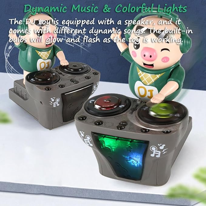 Miracland DJ Pig - Funny Musical Toy for Toddlers, Scratch DJing Dancing Piggy With Dynamic Music and Colorful Lights