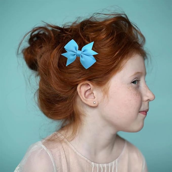 Baby Hair Bows Clips Fully Lined Grosgrain Boutique Solid Ribbon Mini Bows for Girls Teens Infants Kids Toddlers Newborn 2pcs Colors in Pairs (orange.)