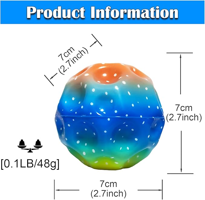 6 Pack Astro Jump Ball, Multicolored Spaceballs, Super High Bouncing Lightweight for Children, Bouncy Balls, Jumping Toy for Stress Relief