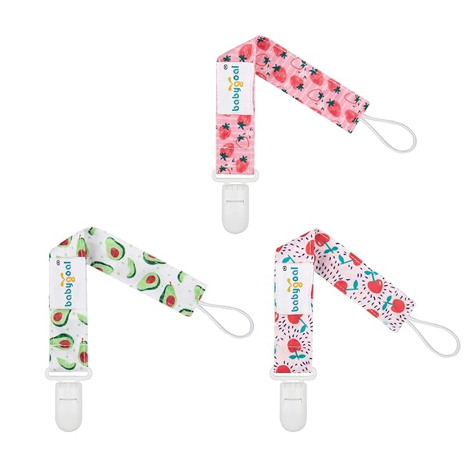 babygoal Fruit Pacifier Clips, 6 Pack Binky Paci Holder Clips Leashes Fits for Most Pacifiers and Binkies