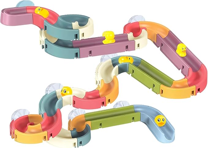 48PCS Toddler Bath Toys for Kids Ages 3-5,DIY Duck Slippery Slide Track Baby Bath Tub Toys with Suction Cups, for Baby Infant Boys Girls Bath Time Ages 2 3 4 5 6 7 8Years Old