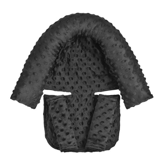 Baby Head Support and Strap Covers, Infant Head Support Pillow, Super Soft Head and Neck Cushion for Car Seat, Baby Headrest and Carseat Neck Cover(Black)