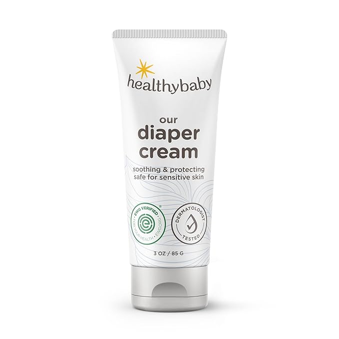 HealthyBaby Our Diaper Cream | Hypoallergenic Zinc Oxide & Squalane Diaper Cream | Fragrance Free, EWG Verified + Non-GMO, 3 oz