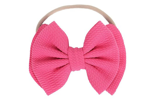 Baby Girl's 5 Inches Soft Double Bow-knot Nylon Headband Toddler Headdress for Photography Party Festivals (Fuchsia)