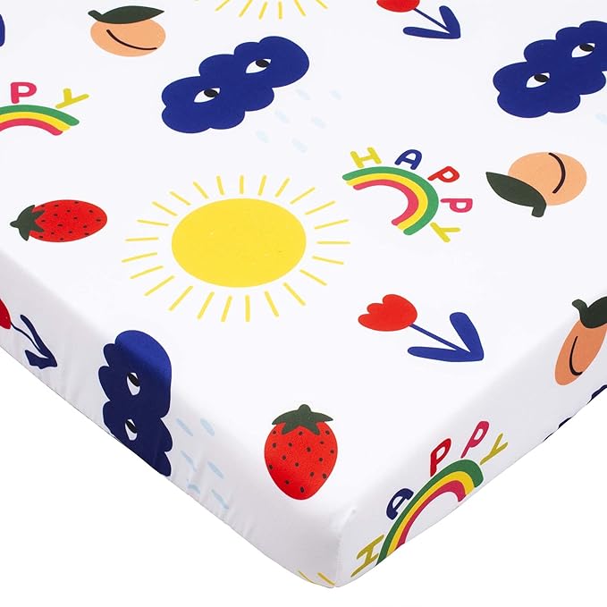Cloele Square Playard/Playpen Baby Fitted Sheets Perfect for 36 X 36 Portable Playard Mattresses - Square Pack and Play Crib Sheets - Ultra Soft Microfiber Rainbow Fitted Playpen Sheet for Girls