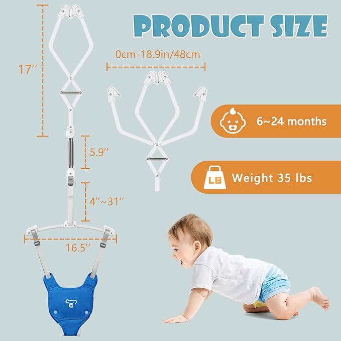 Baby Jumper, Baby Doorway Jumper with Adjustable Strap, Protable Baby Jumpers and Bouncers, Easy to Assemble, Baby Bouncer Jumper with Water Mat