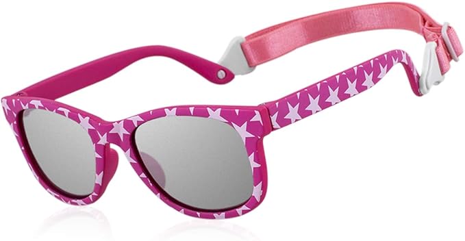 MAXJULI Baby Infant Sunglasses Safe, Soft, With Adjustable Strap 0-24 Months BPA Free 7002