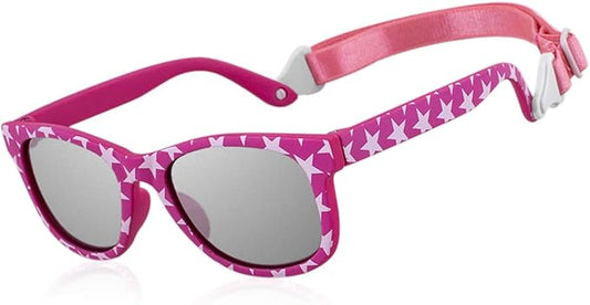 MAXJULI Baby Infant Sunglasses Safe, Soft, With Adjustable Strap 0-24 Months BPA Free 7002