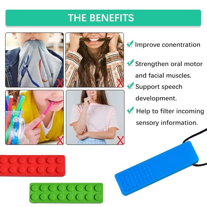 Chew Necklace, Sensory Chew Necklace Bundle for Kids with Teething, ADHD, Autism, Biting Needs, Oral Motor Chewy Teether, for Boys&Girls。