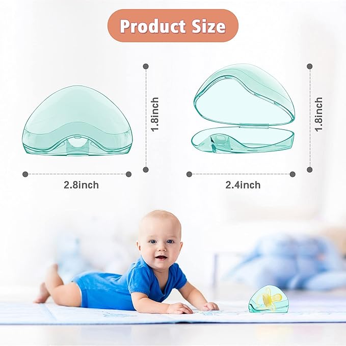 Smlpuame Pacifier Case,4 Pack BPA Free Pacifier Holder Case,Transparent Container Box for Baby Binky（Not Included),Essential Pacifier Accessories,Alway Keep Paci Clean,Easy to Clean(Green)
