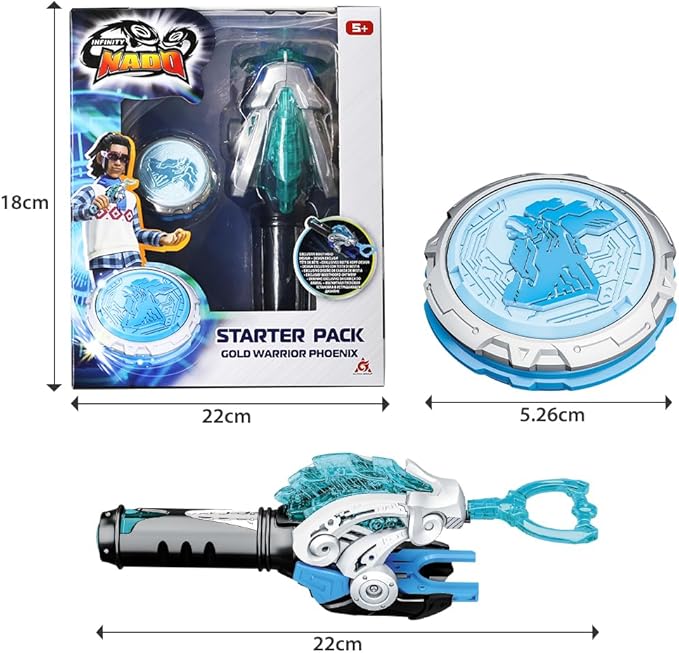 Infinity Nado Spinning Top for Children Metal Toy Boys, Battle Tops Spinning Top Launcher Toy Boys, Spinning Tops Boys from 5 6 7 8 9 10 11 12 Years, Starter Pack Gold Warrior Phoenix