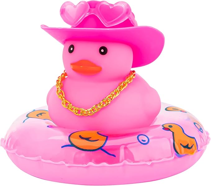 wonuu Car Accessories Rubber Ducks Dashboard Decorations Rubber Duck Pink Accessories Dashboard Duck Car Decorations Car Ducks for Dashboard Car Duck Car Dashboard Decorations, HG&pink-cowboypink