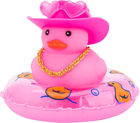 wonuu Car Accessories Rubber Ducks Dashboard Decorations Rubber Duck Pink Accessories Dashboard Duck Car Decorations Car Ducks for Dashboard Car Duck Car Dashboard Decorations, HG&pink-cowboypink