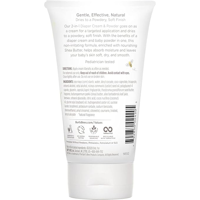 Burt's Bees Baby Daily Cream to Powder, Talc-Free Diaper Rash Cream - 4 Ounce (Pack of 3)