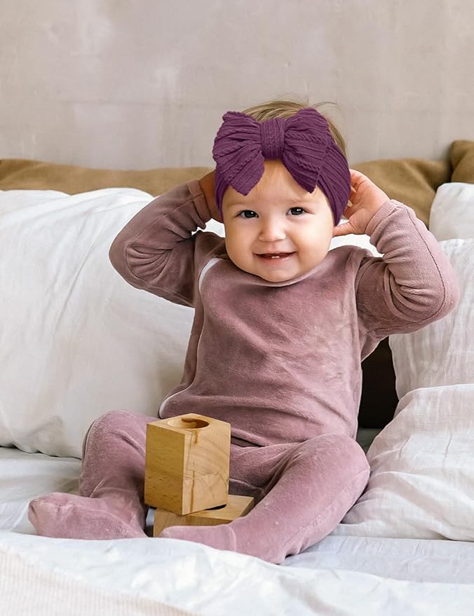 Stretchy Baby Girl Headbands Bows, Infant Headband Bows for Baby Bonnet Newborn Head Wraps Toddler Unisex (XH003)
