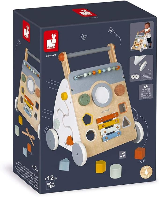 Janod Sweet Cocoon Wooden Multi-Activity Baby Walker - Ages 12 Months+ - J04410