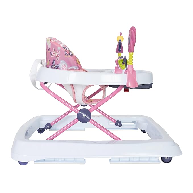 Smart Steps Trend Activity Walker with Removeable Toy Bar, Multi-Directional Front Wheels, Tray, Adjustable Height and Flat Fold Frame for Storage, Ages 6 Months +, Emily Pink