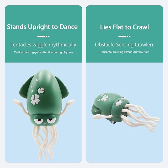 Electric Crawling Dancing Octopus Toy for Walking Baby Boy Girl 0-6 6-12 12-18 Months, Infant Tummy Time Musical Magic Dancing Squid Toy for 3 4 5 6 7 8 9 10 11 12 Toddler 1st Birthday Gift