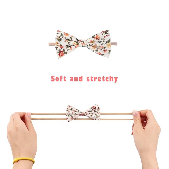 BQUBO Baby Girl Headbands with Bows Nylon Hairbands Handmade Hair Accessories for Newborn Infant Toddlers 10 Pack