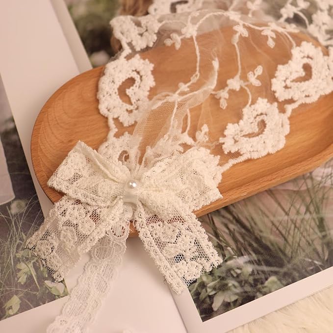 Baby Girls Lacy Bow Headband Soft Breathable Lace Hairband for Toddlers Infant Baptism Christening Beanie Cap Wide Turban Wedding Party Shower Gifts (Style 7)