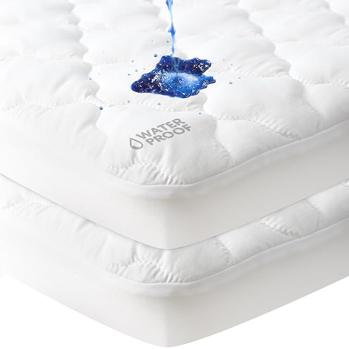 Moonsea Waterproof Pack and Play Sheets Compatible with 4moms Breeze Plus Playard & Breeze GO Playard, Pack and Play Mattress Pad, White, 2 Pack