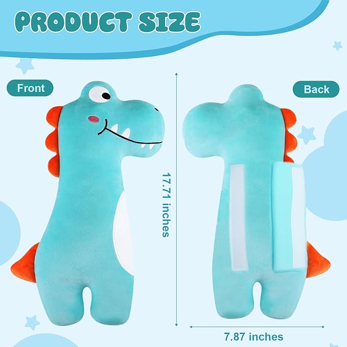 Lenwen 2 Pcs Seat Belt Pillow for Kids Cover for Boys Girls Seatbelt Cushion Pillow for Toddler Car Strap Covers for Travel Sleep Neck Head Support Pad(Blue,Dinosaur)