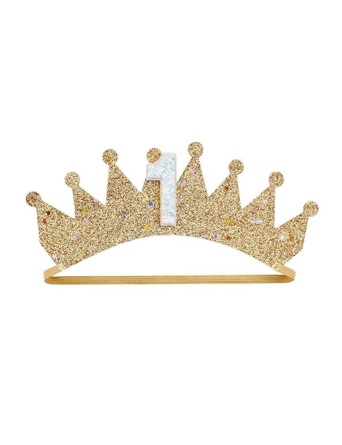 Baby Birthday Hair Clips Pin Birthday Girls Hairclips Cake Crown Girls Hairpin JBC34 (Gold Crown-1)