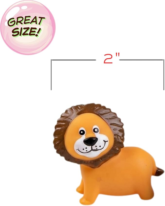 ArtCreativity Vinyl Zoo Animals Toys (Pack of 12) - Assorted Squeezable Toys Safari Animals Figures - Safari Birthday Party Favors for Kids, Jungle Figures for Fun Bath & Play Time