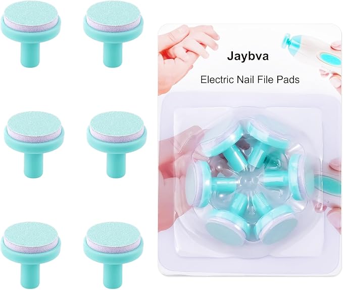 Baby Nail File Replacement Heads, Safe Electric Nail Trimmer Pads Refills Grinder Buffer Attachments Nail Care Filer Tool for Newborn Infants Toddlers Kids 6+ Months Up 6 Pack Blue