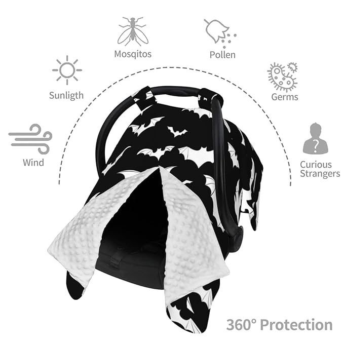 Halloween Bat Car Seat Cover Baby Fashion Carseat Cover for Winter Nursing Cover Newborn Shower Gift