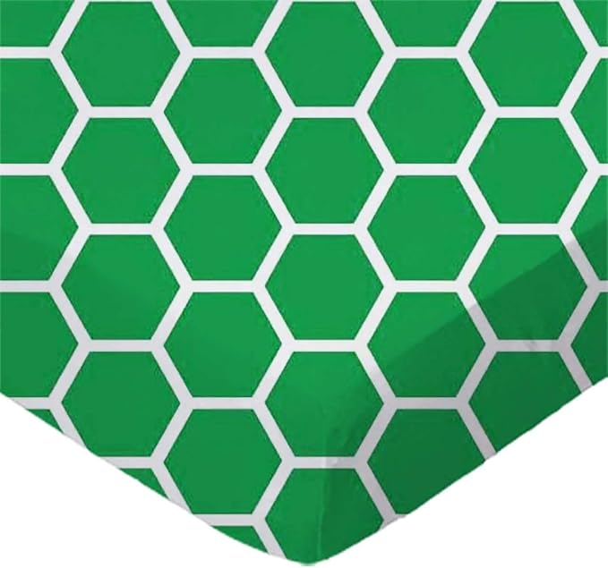 SheetWorld Baby Fitted Pack N Play Sheet Fits Graco 27 x 39 inches, 100% Cotton Woven Sheet, Unisex Boy Girl, Green Honeycomb, Made in USA