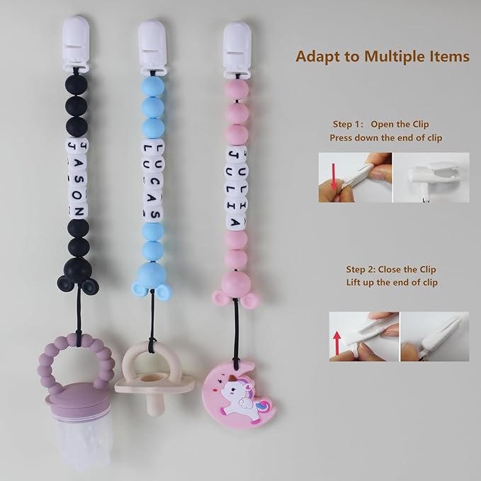Personalized Pacifier Clip with Name, Customized Pacifier Clip with Name for Baby, Pacifier Holder with Cute Mouse Head