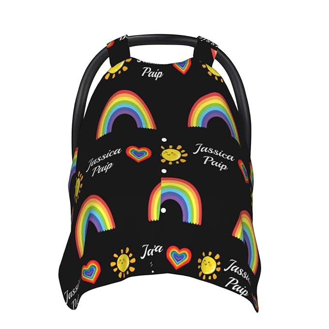 Personalized Baby Name Car Seat Covers for Girls,Nursing Custom Carseat Canopy for Babies Boy Winter Breastfeeding Cover Car Seat Canopies for Newborn Infant Toddler