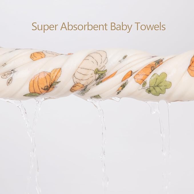 Hooded Towel Muslin Hooded Towel Made from Organic Cotton 6-Layer Cotton Bath Towel, Soft Bath Towels 25x51inches for Toddler Baby
