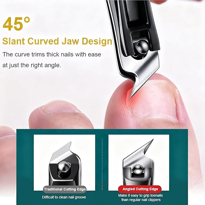 Electric Nail Clipper, 2026 Improved Nail Clippers Set, Includes an Automatic 2-in-1 Nail Clippers (with LED Light & Storage Box), an Oblique Nail Clippers, Ideal for All Your Nail Care Needs - White